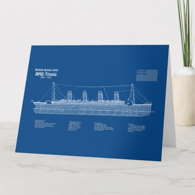 RMS Titanic Ship Blueprint Plans ABD Thank You Card (Front)