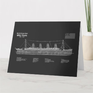 RMS Titanic Ship Blueprint Plans PBD Letterpress Thank You Card