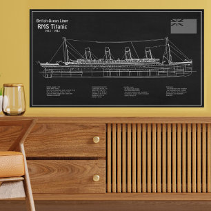 RMS Titanic Ship Blueprint Plans PBD Photo Print