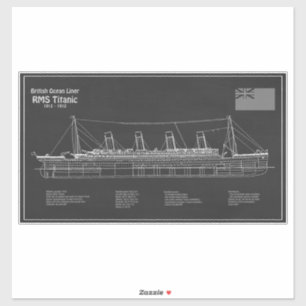 RMS Titanic Ship Blueprint Plans PBD Sticker