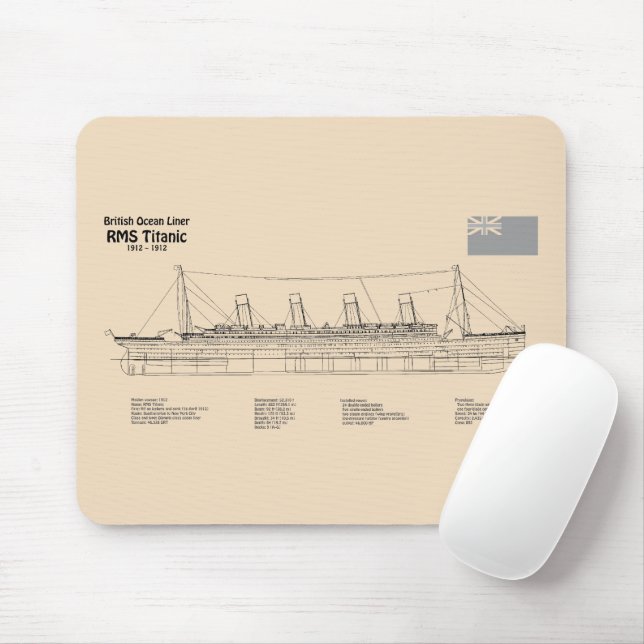 RMS Titanic Ship Blueprint Plans SD Mouse Pad (With Mouse)