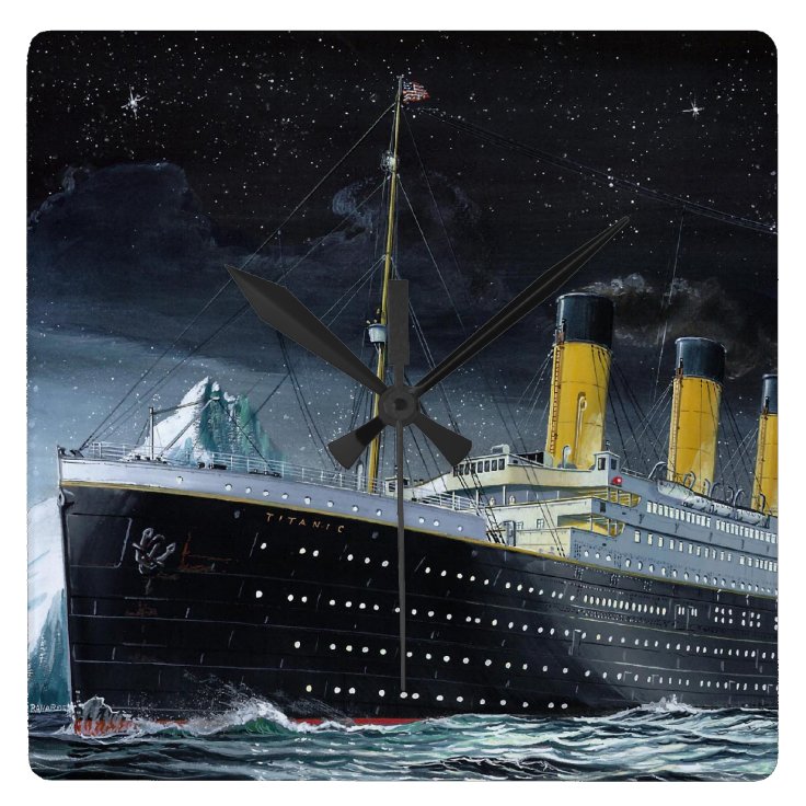 RMS Titanic Square Wall Clock | Zazzle