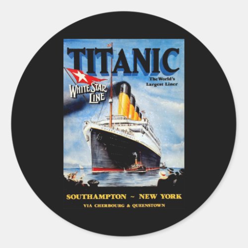 RMS Titanic Travel Ad Classic Round Sticker