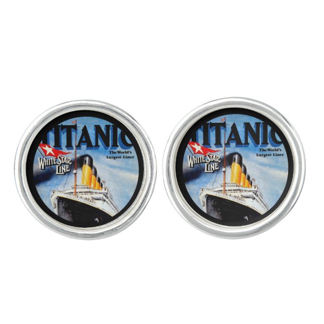 RMS Titanic Travel Ad Cufflinks (Front)