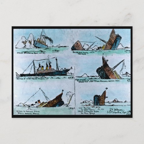 RMS Titanic Vintage Illustration of Sinking Postcard