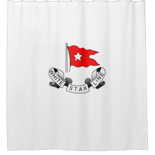 RMS Titanic White Star Line - Red Flag Star Logo Shower Curtain