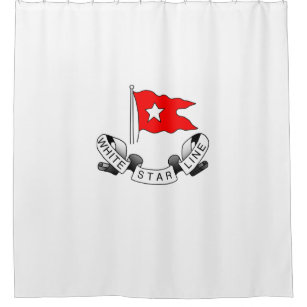 RMS Titanic White Star Line - Red Flag Star Logo Shower Curtain