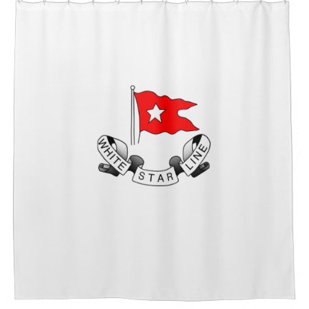 Rms Titanic White Star Line - Red Flag Star Logo Shower Curtain