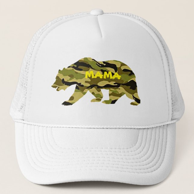 rmy Mom Baseball Cap - Mama Bear Camo Trucker Hat (Front)