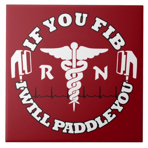 RN Afib Humor Paddle Shock Nurse Humor Tile