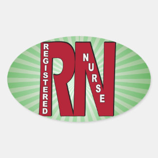 RN BIG RED REGISTERED NURSE OVAL STICKER