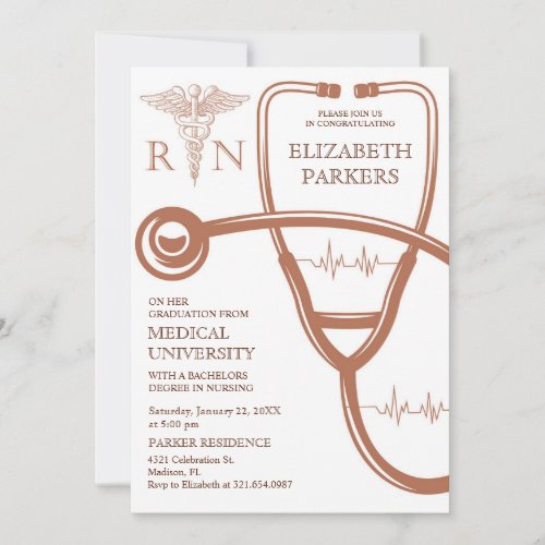 RN BSN Modern Nursing Graduation Party Invitation