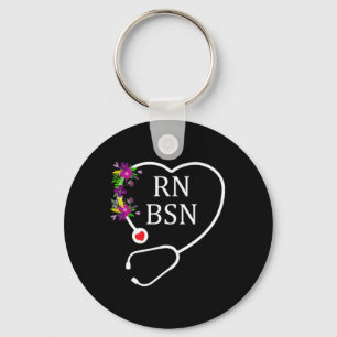 Rn Bsn Registered Nurse Nursing Floral Stethoscope Keychain