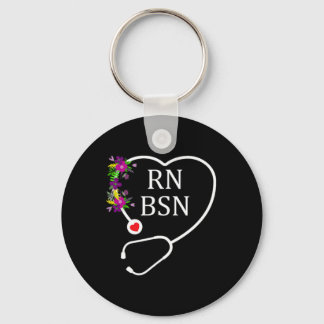 Rn Bsn Registered Nurse Nursing Floral Stethoscope Keychain