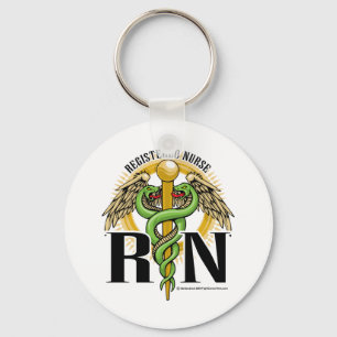 RN Caduceus Green Keychain