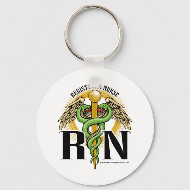 RN Caduceus Green Keychain (Front)