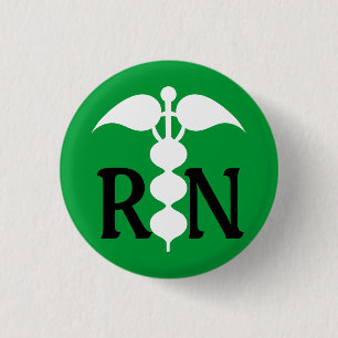 RN Caduceus Medical Icon Stylized Pinback Button