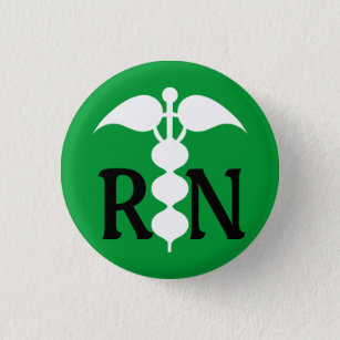 RN Caduceus Medical Icon Stylized Pinback Button