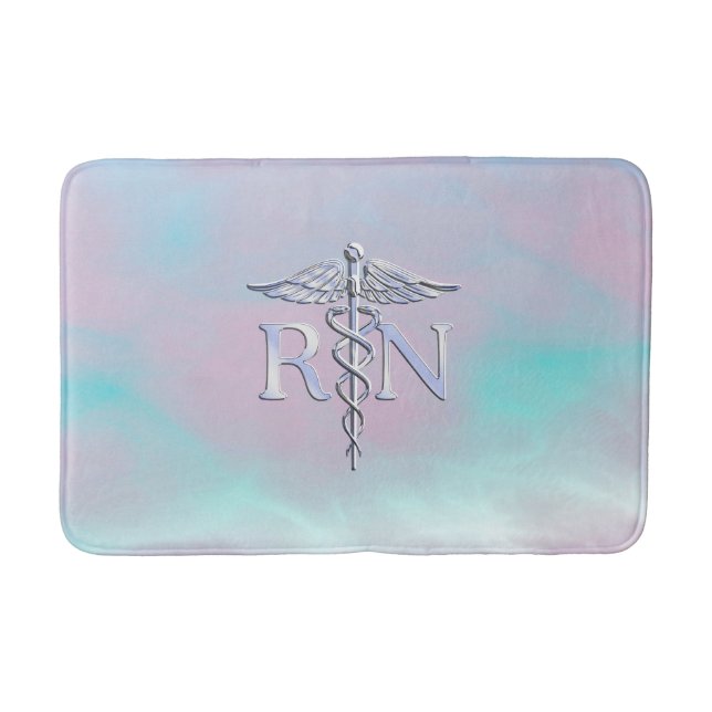 RN Caduceus Medical Mother Pearl Decor Bathroom Mat (Front)