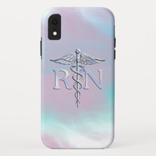 RN Caduceus Medical Mother Pearl Decor iPhone XR Case