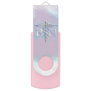 RN Caduceus Medical Mother Pearl Decor Flash Drive