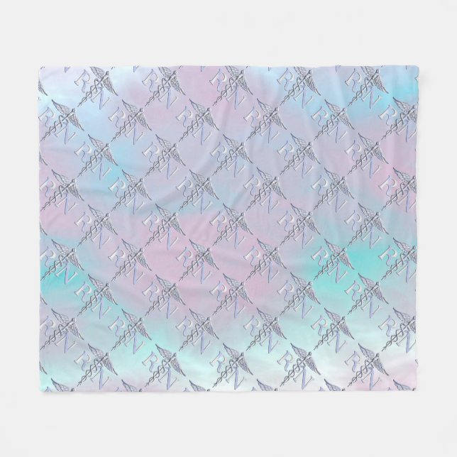 RN Caduceus Medical Mother Pearl Decor Fleece Blanket (Front (Horizontal))