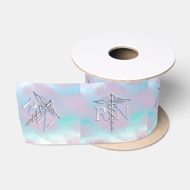 RN Caduceus Medical Mother Pearl Decor Satin Ribbon (Spool)
