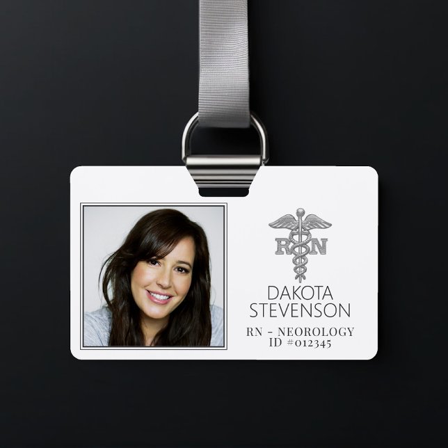 RN Caduceus | Silver Hospital Nurse Photo ID Badge (Creator Uploaded)