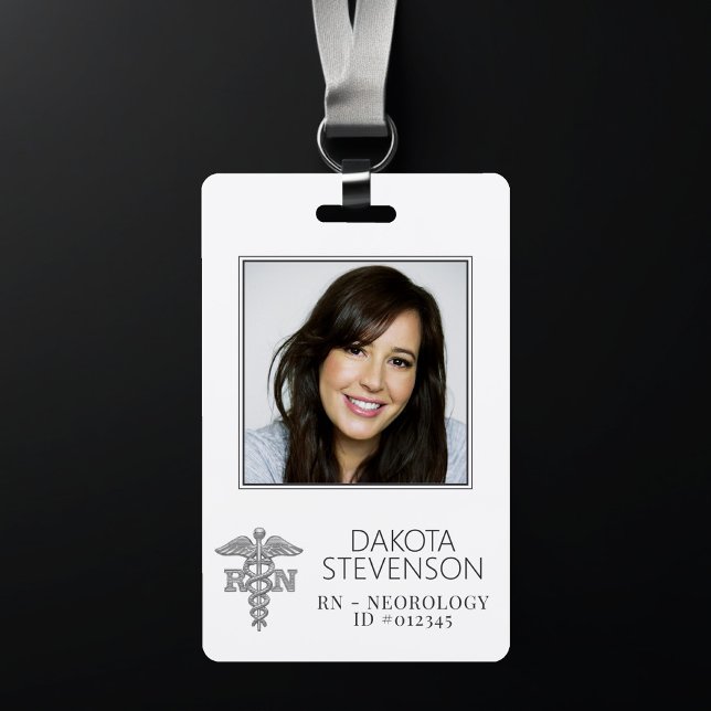 RN Caduceus | Silver Hospital RN Nurse Photo ID Badge (Creator Uploaded)
