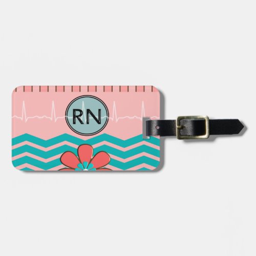 RN Chevron Pattern Pink and Blue Luggage Tag