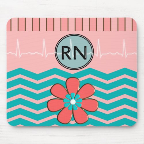 RN Chevron Pattern Pink and Blue Mouse Pad