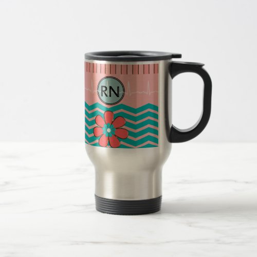 RN Chevron Pattern Pink and Blue Travel Mug