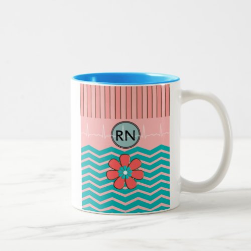 RN Chevron Pattern Pink and Blue Two_Tone Coffee Mug