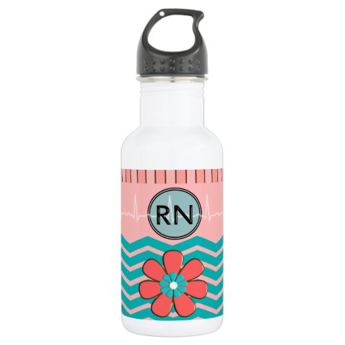 RN Chevron Pattern Pink and Blue Water Bottle