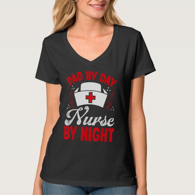 RN CNA Appreciation Nursing Dad Night Shift Nurse  T-Shirt (Front)