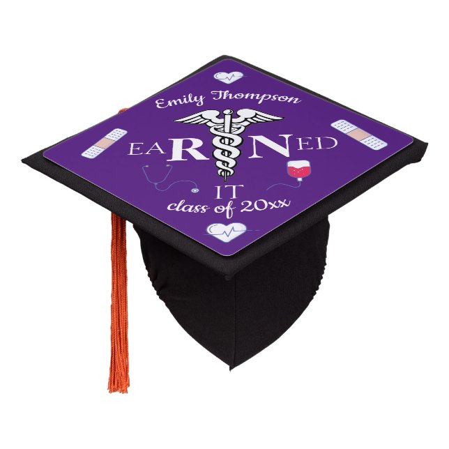 RN Earned it Graduation Cap Topper (Angled)