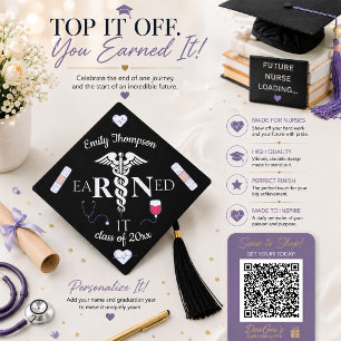 RN Earned it Graduation Cap Topper