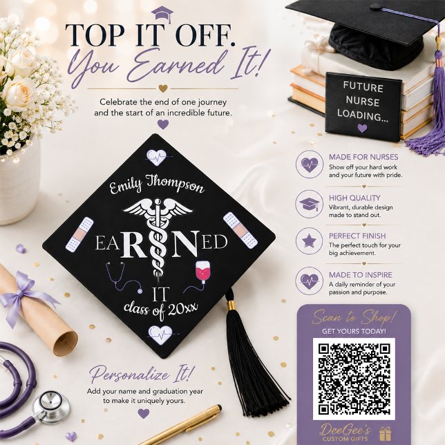 RN Earned it Graduation Cap Topper (Creator Uploaded)