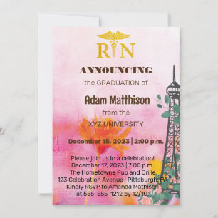 RN Floral Eiffel Tower Invitation
