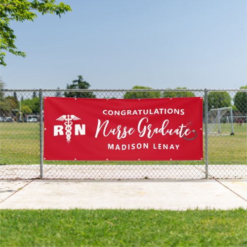 RN Graduation Red Personalized Party Banner