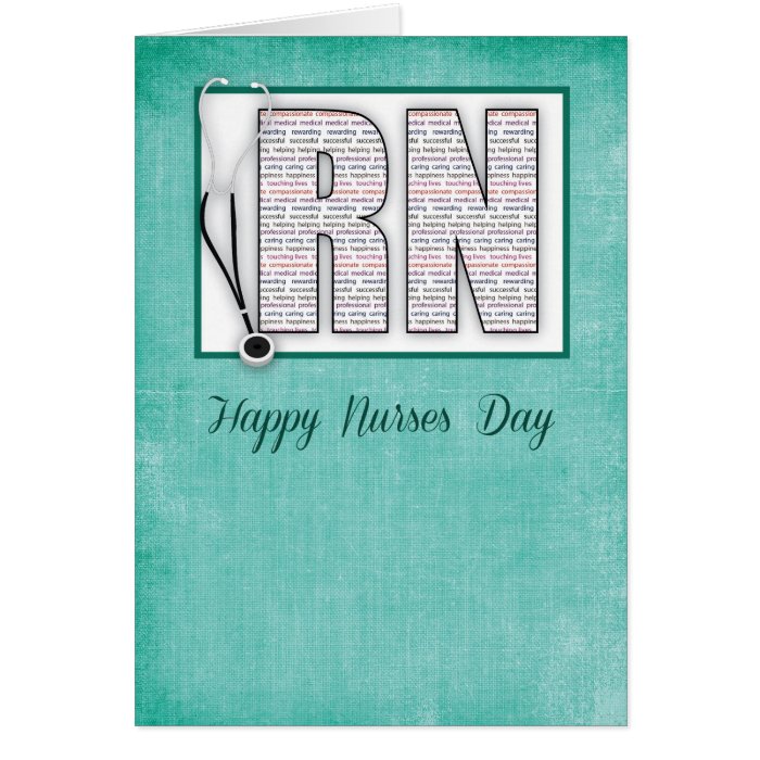 RN Happy Nurses Day in Words, on Green Background Card