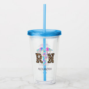 "RN" in Leopard Print- Colorful Medical Logo Acrylic Tumbler