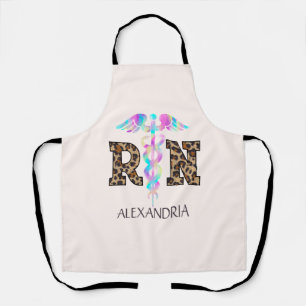 "RN" in Leopard Print- Colorful Medical Logo Apron