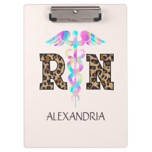 "RN" in Leopard Print- Colorful Medical Logo Clipboard