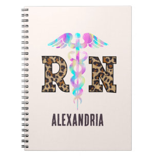 "RN" in Leopard Print- Colorful Medical Logo Notebook
