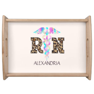 "RN" in Leopard Print- Colorful Medical Logo Serving Tray