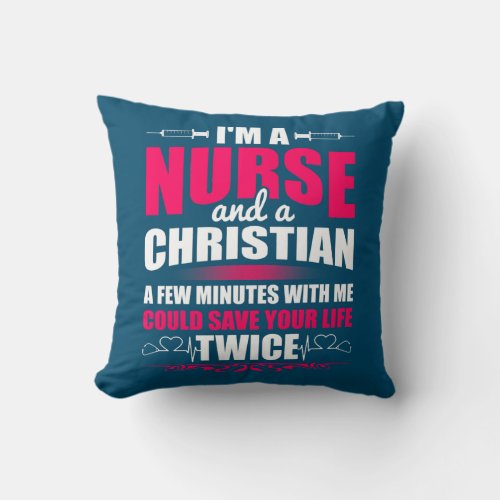 RN LVN CNA Nurse Grad Christian Cool Nursing Throw Pillow