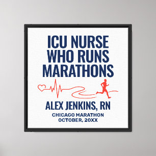 RN Marathon Runner Sign Male ICU Nurse Canvas