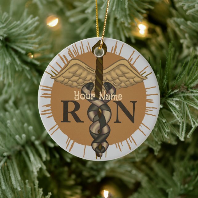 RN Nurse Caduceus Ceramic Ornament (Tree)