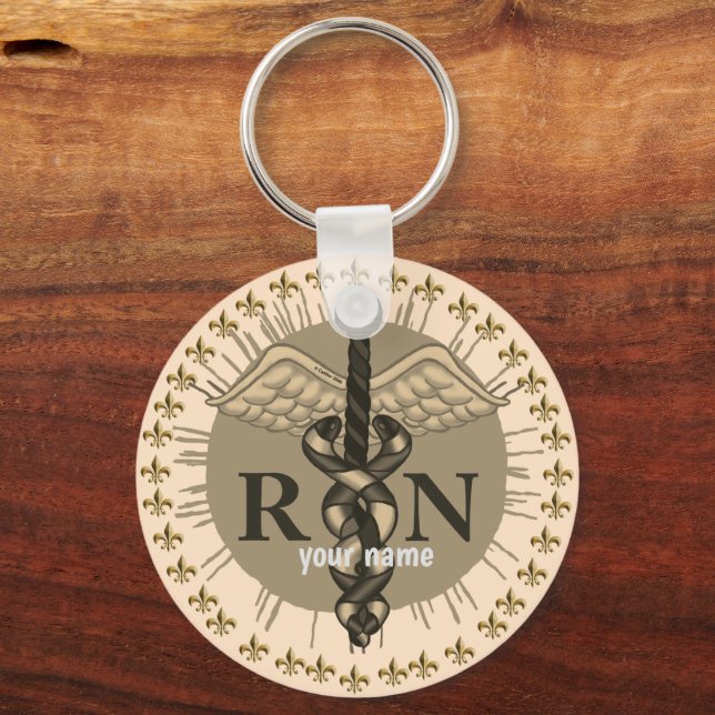 RN Nurse Caduceus Keychain (Front)
